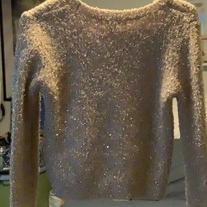 FOREVER 21 medium off white and silver bling cropped sweater